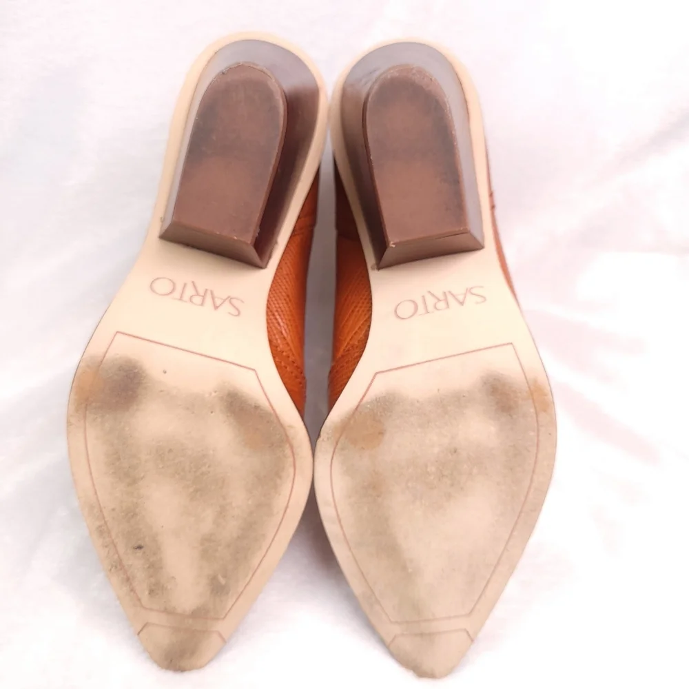 SARTO By Franco Sarto Tan Croc-Embossed Pointed Toe Ankle Boots